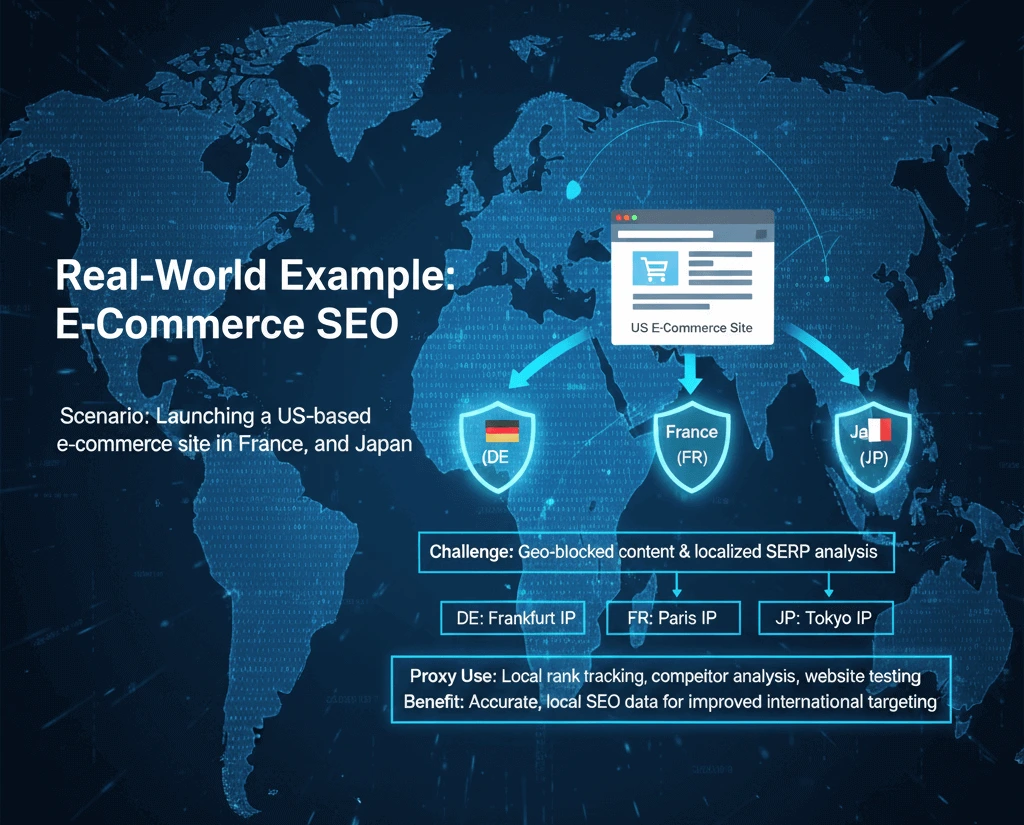 Real-world case study showing how residential rotating proxies enabled daily rank tracking for 8,000 keywords across 15 countries (France proxy, proxy India, proxy Brazil, Germany proxies, etc.) with zero CAPTCHAs and 100% accurate local Google rankings