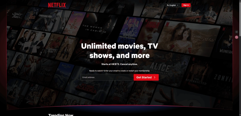 Netflix new layout interface in 2025 homepage screenshot