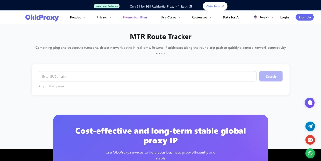 What Is the Best IP Address Tracker in 2026? OKKProxy Free Online IP Tracker Interface