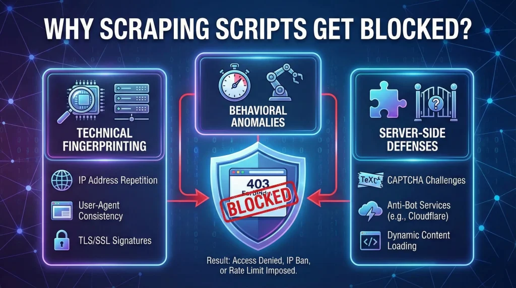 Why Scraping Scripts Get Blocked - Guide by OkkProxy