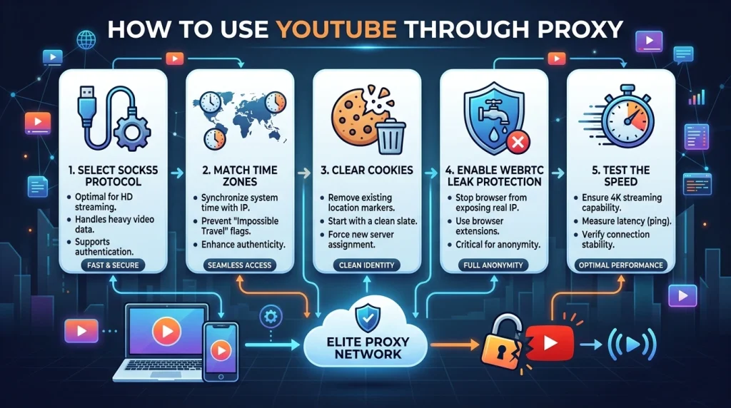 Checklist for using YouTube with a proxy – step-by-step guide