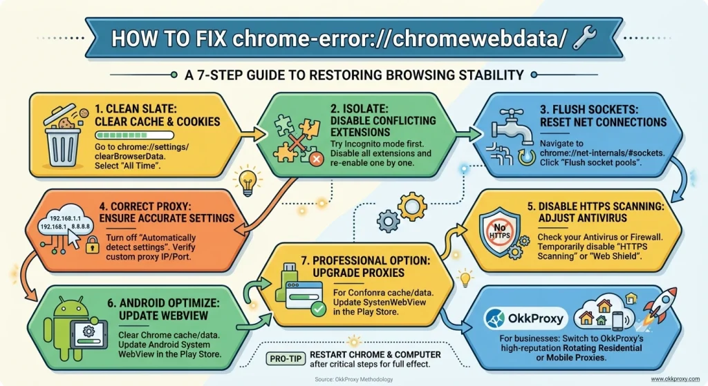 How to fix Chrome error chromewebdata explained by OKKProxy
