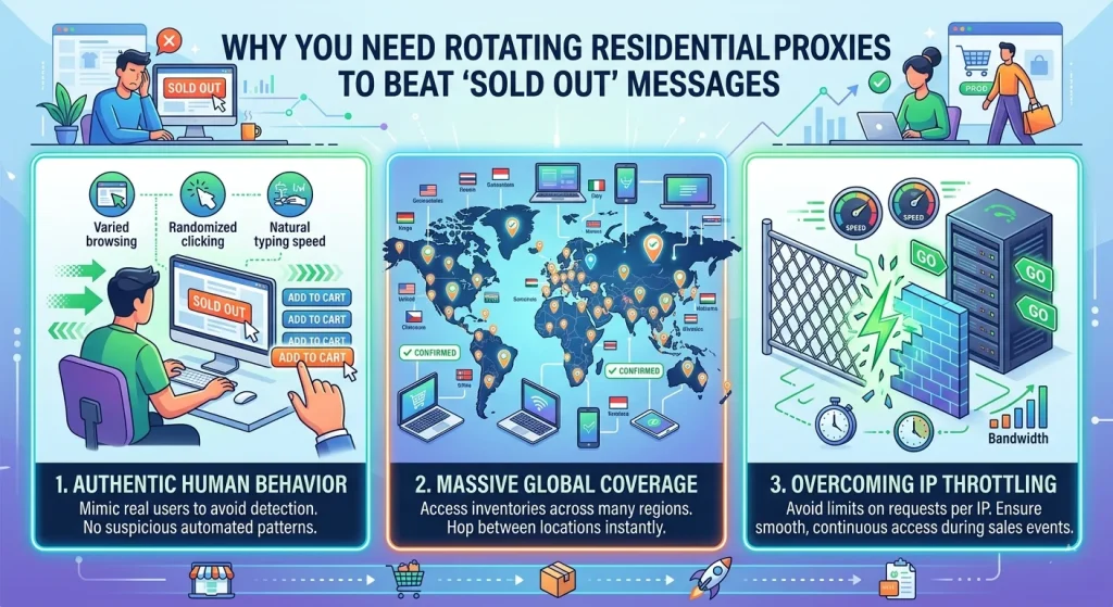 Why You Need Rotating Residential Proxies to Beat "Sold Out"