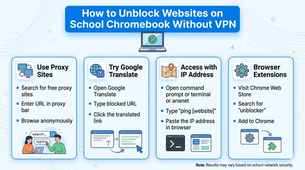 How to unblock websites on school Chromebook without VPN guided by OKKProxy