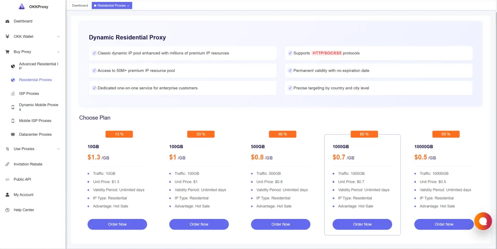 OKKProxy rotating residential proxies for torrenting