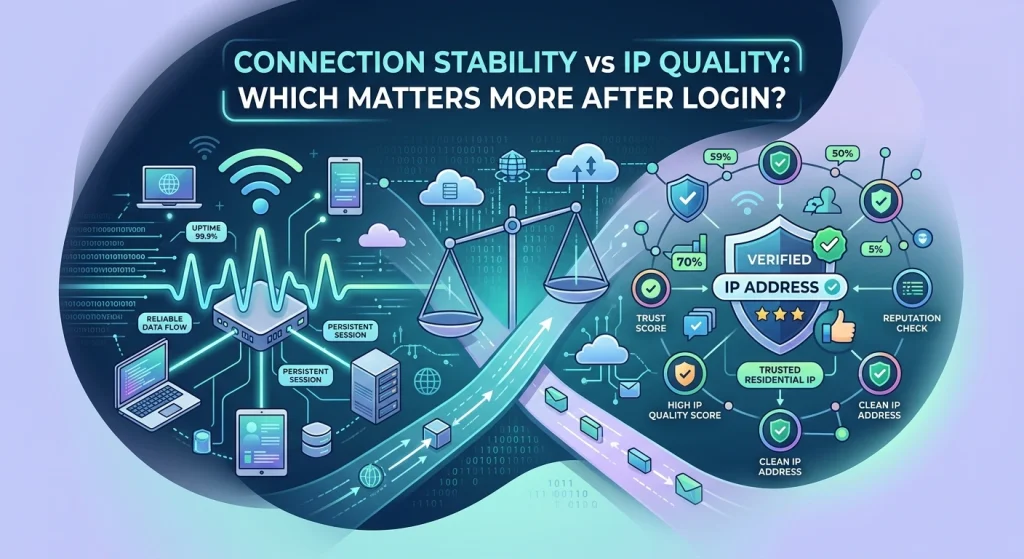 Okkproxy guide comparing connection stability versus IP quality for proxy performance