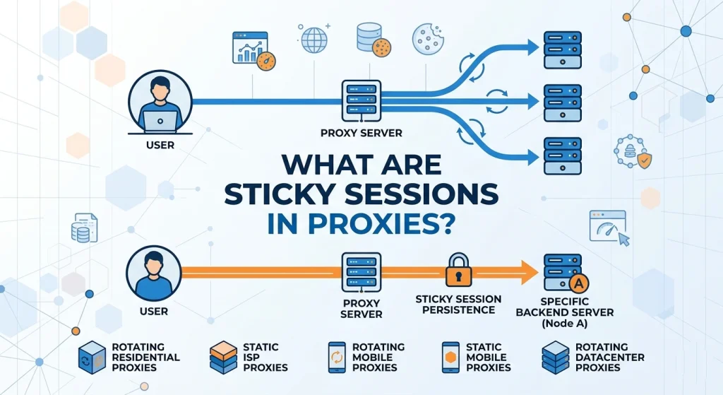 Okkproxy guide explaining what sticky sessions are in proxies and how they maintain connection persistence