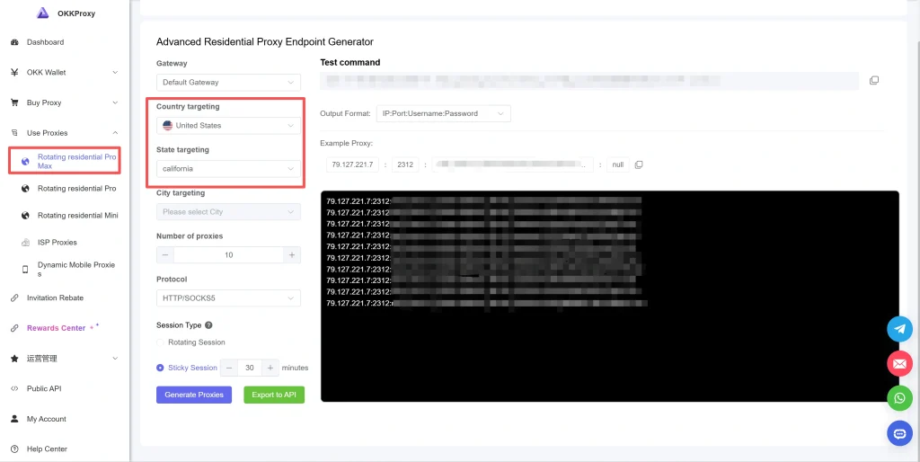 Okkproxy geo-targeted proxies for AI agents, letting developers specify country, state, and city-level egress nodes